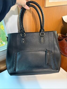 Unbranded vegan leather computer carry briefcase multi pocket black 15x12x4